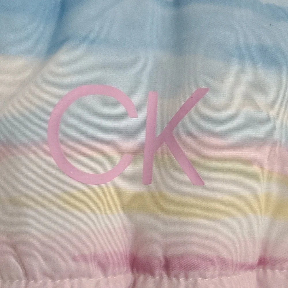 Calvin Klein Jeans Girls Puffy Vest Zips Pastels Elastic Waist Sz 5 EUC
